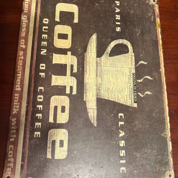 Sign Tin/Metal Paris Classic Queen of Coffee 13.5" x 10.25" - Picture 1 of 12